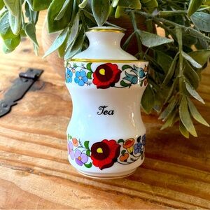 Kalocsa Hungary Vintage Hand Painted Porcelain Floral Tea Jar